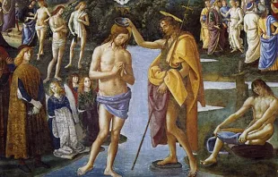 Close up from "The Baptism of Christ" (c. 1482) by Pietro Perugino. Wikipedia.